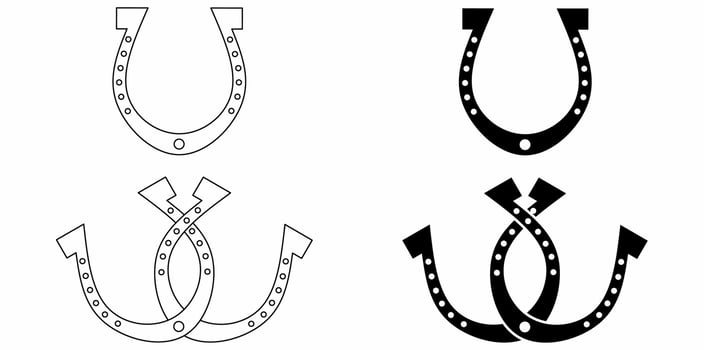 outline Silhouette Two connected horseshoes logo icon vector