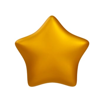 Realistic 3d yellow gold dlitter star. Customer rating feedback concept and achievement for game. Vector illustration