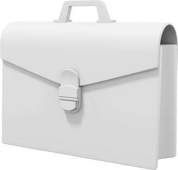White Briefcase Side View. PNG icon on transparent background. Business portfolio. 3D rendering.