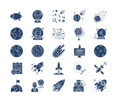 Space and astronomy icon set vector
