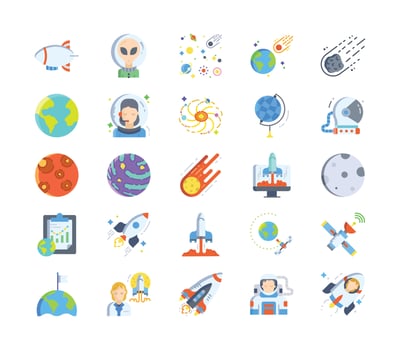 Space and astronomy icon set vector