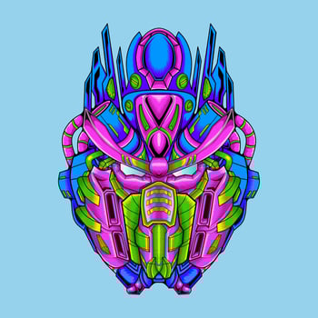 Cool illustration of robot hero head detail vector