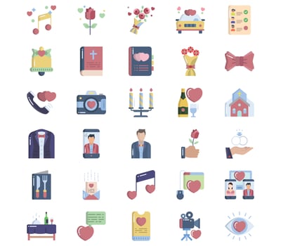 Wedding ceremony icon set vector