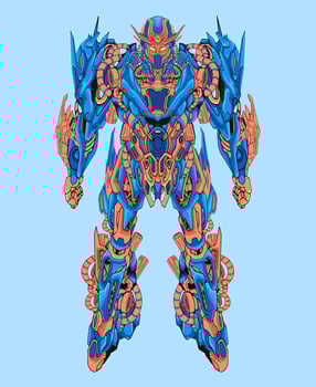 Futuristic head mecha robot warrior vector