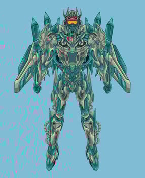 Robot knight warrior in background perfect for tshirt design sticker merchandise vector