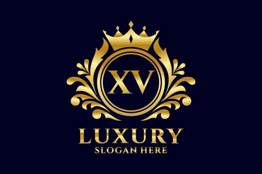 Initial XV Letter Royal Luxury Logo template in vector art for luxurious branding projects and other vector illustration.