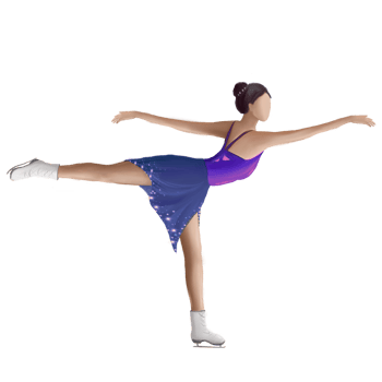 woman figure skater on ice, young woman skater illustration png