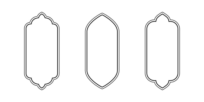 Islamic vector shape of a window or door arch. Arab frame set. Ramadan kareem outline icon