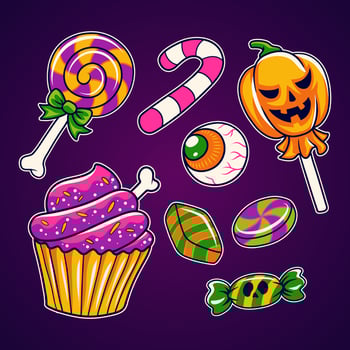 Halloween candy illustration set vector