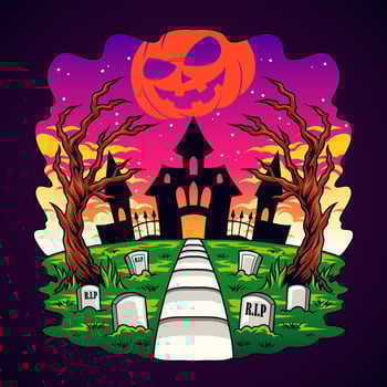 Castle Graveyard in Halloween vector