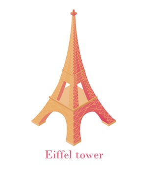 Eiffel Tower Isometric. Architectural wonder of world symbol Paris historical monument to vintage art. vector