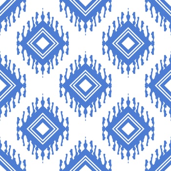 Light blue seamless pattern, ethnic style with diamond shape and color melts out of the shape. vector