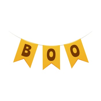 Garland of flags with text boo. Holiday decoration for Halloween party. Vector illustration