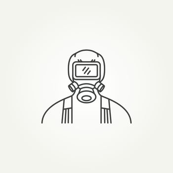 minimalist gas mask pest control line art icon logo template vector illustration design. simple modern pest or insect control service vector symbol icon logo concept