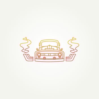 isolated classic diesel truck with turbo engine line art icon logo template vector illustration design
