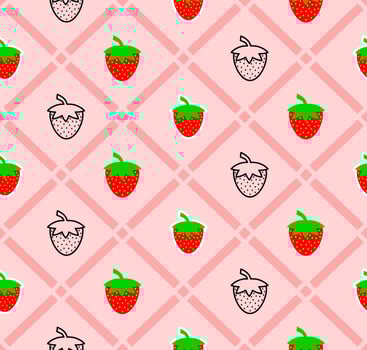 Strawberry seamless pattern with line and various strawberry style design. Texture for fabric, wrapping, wallpaper or decorative print. vector