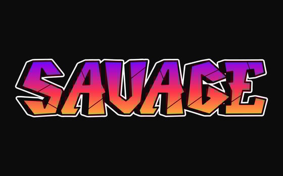 Savage word graffiti style letters. Vector hand drawn doodle cartoon logo savage illustration. Print for poster,t-shirt,tee,logo,sticker concept