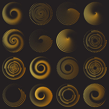 Golden Vortex Spiral Icon Set vector