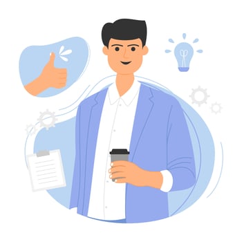 Employment male successful holding cup coffee illustration vector