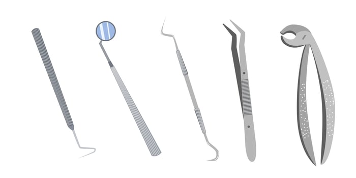 A set of dental instruments. Vector illustration