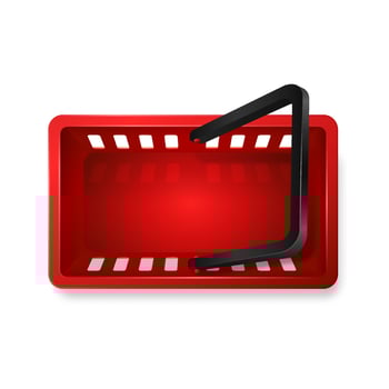 Red shopping basket top view vector
