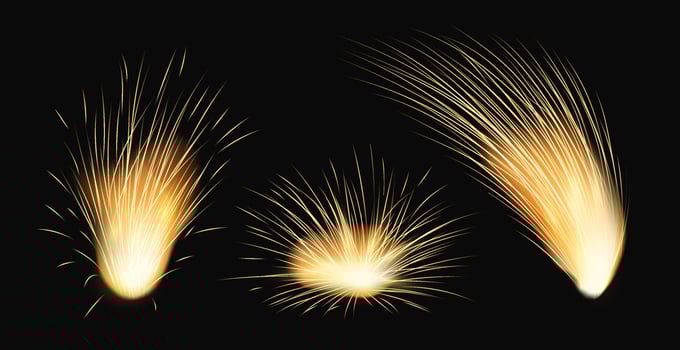 Bright explosions of sparks set vector