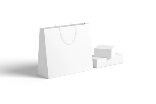 shopping bag and box mockup png