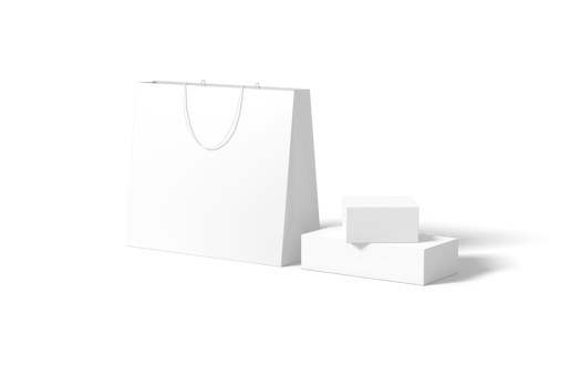shopping bag and box mockup png
