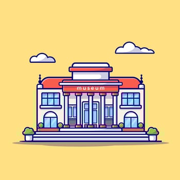 Museum Building Cartoon Vector Icon Illustration. Building Landmark Icon Concept Isolated Premium Vector. Flat Cartoon Style