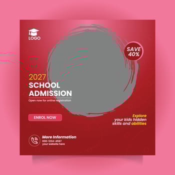 Modern school admission social media post vector