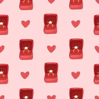 Seamless pattern of wedding rings with diamond. Wedding, engagement or Valentine s day background vector