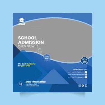 Online school admission social media post vector