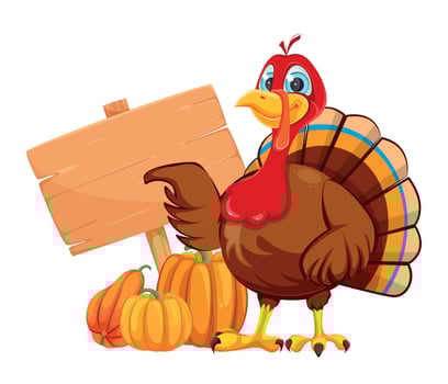 Happy Thanksgiving. Cartoon character turkey bird vector