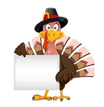 Funny cartoon character Thanksgiving Turkey bird vector
