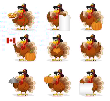 Thanksgiving Day. Funny cartoon character turkey vector