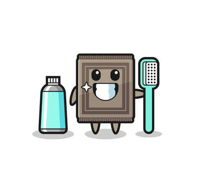 Mascot Illustration of carpet with a toothbrush vector