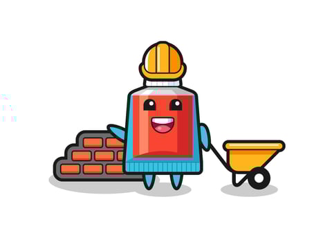 Cartoon character of toothpaste as a builder vector