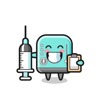 Mascot Illustration of toaster as a doctor vector