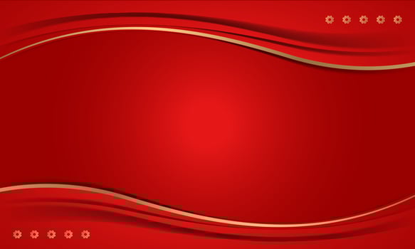 Luxury red layer background with gold line decoration wave vector