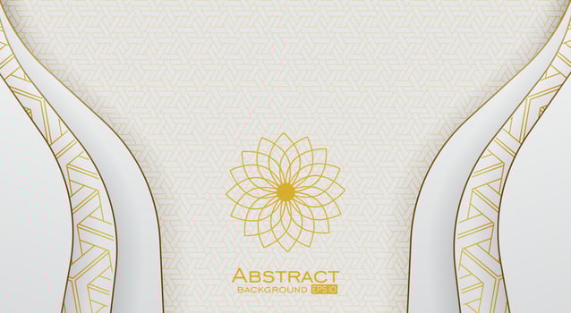 Abstract white background with gold textured patterns and lines vector