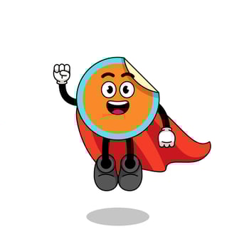 sticker cartoon with flying superhero vector