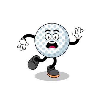 slipping golf ball mascot illustration vector