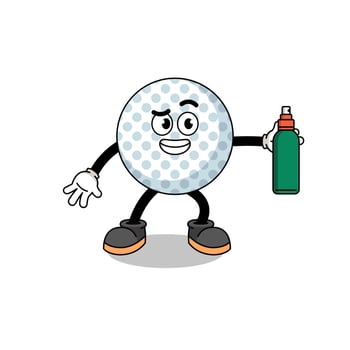 golf ball illustration cartoon holding mosquito repellent vector