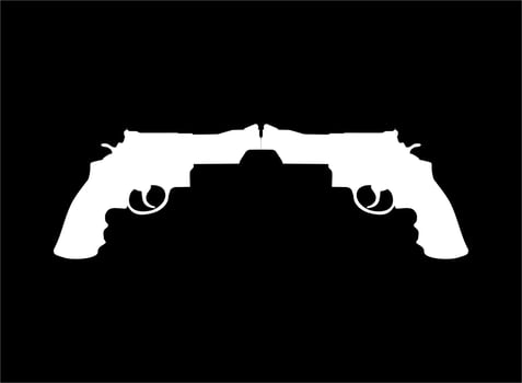 Silhouette of Double Gun, Pistol for Logo, Pictogram, Website or Graphic Design Element. Vector Illustration