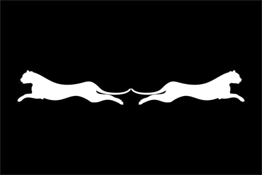 Silhouette of the Jumping Pair of the Wild Cat, Tiger, Leopard, Panther, Cheetah, Jaguar, Puma and Big Cat Family, for Logo, Pictogram, Website, or Graphic Design Element. Vector Illustration