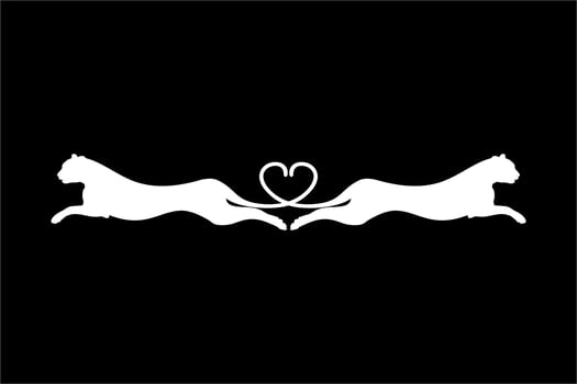 Silhouette of the Jumping Pair of the Wild Cat, Tiger, Leopard, Panther, Cheetah, Jaguar, Puma and Big Cat Family, for Logo, Pictogram, Website, or Graphic Design Element. Vector Illustration