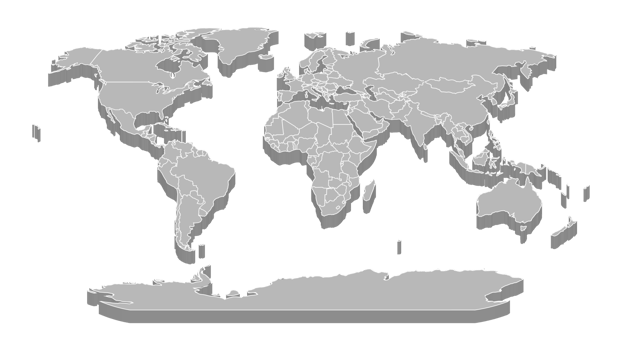 World map template with continents, North and South America, Europe and Asia, Africa and Australia png