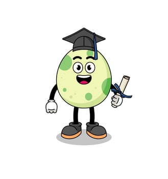 spotted egg mascot with graduation pose vector
