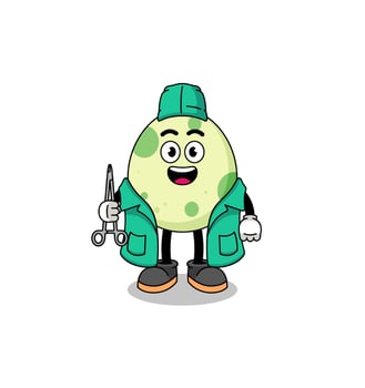 Illustration of spotted egg mascot as a surgeon vector