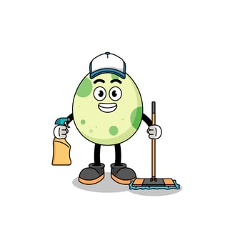 Character mascot of spotted egg as a cleaning services vector